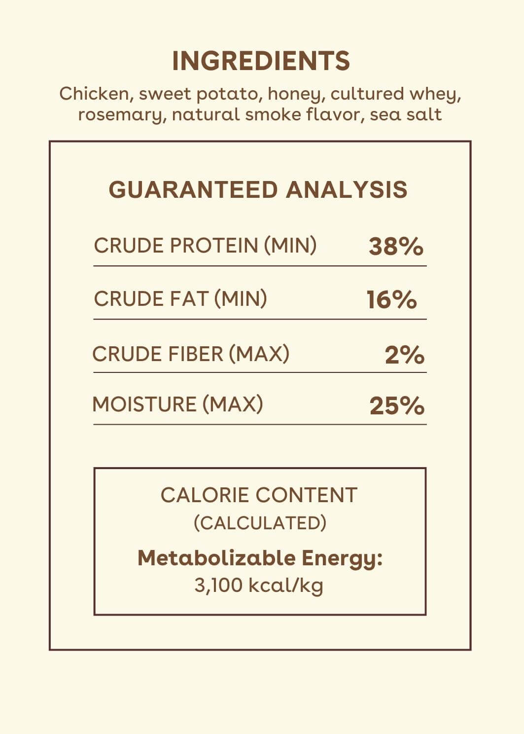Soft Chicken + FD Beef Liver Training Treats Nutritional Facts Image