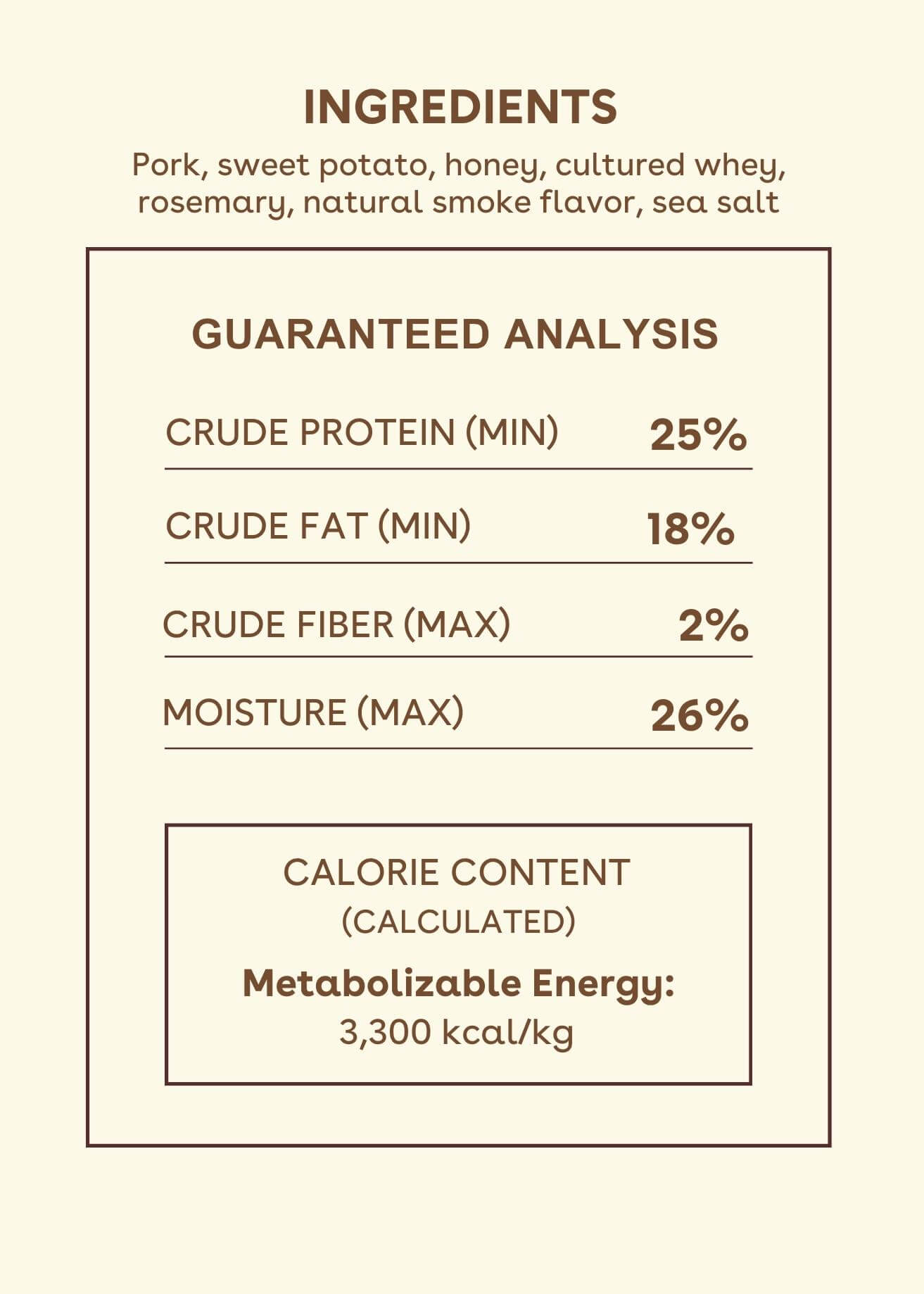 Soft Pork + FD Chicken Training Treats Nutritional Facts Image