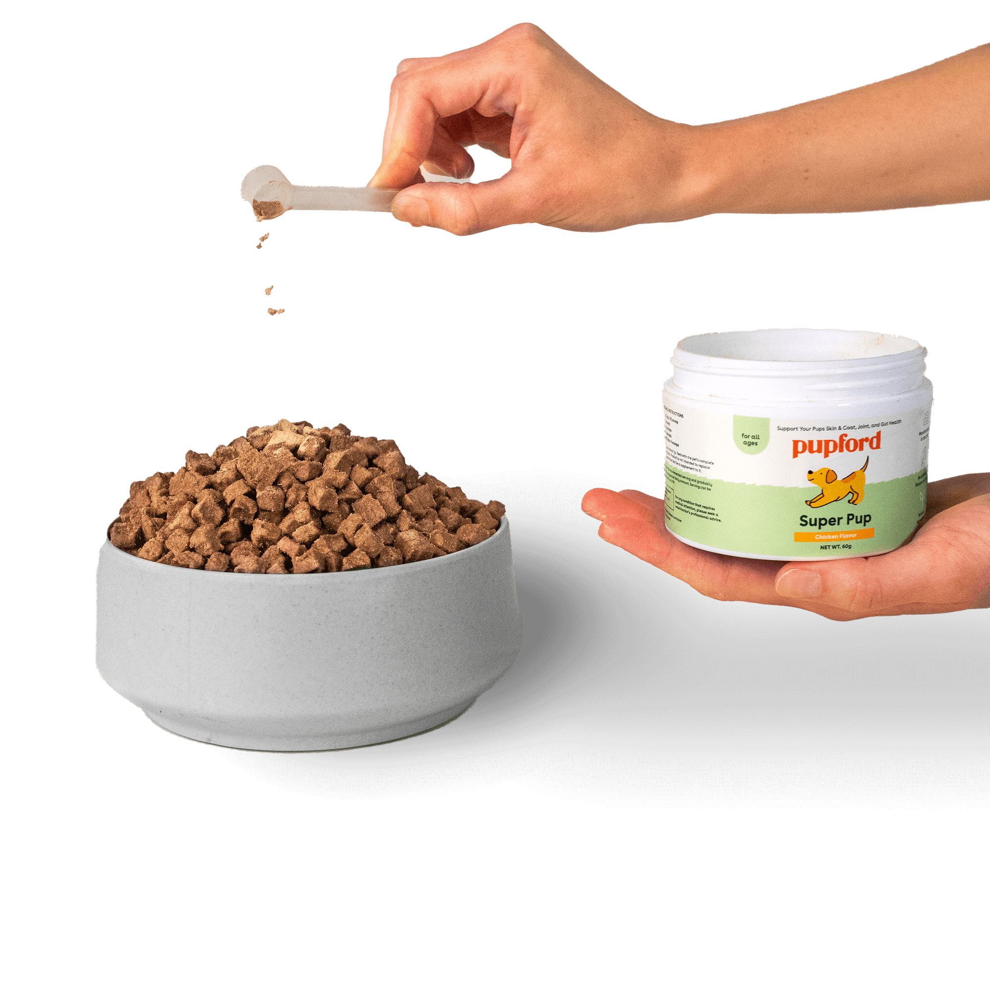 Simply sprinkle the correct amount on your dog's food