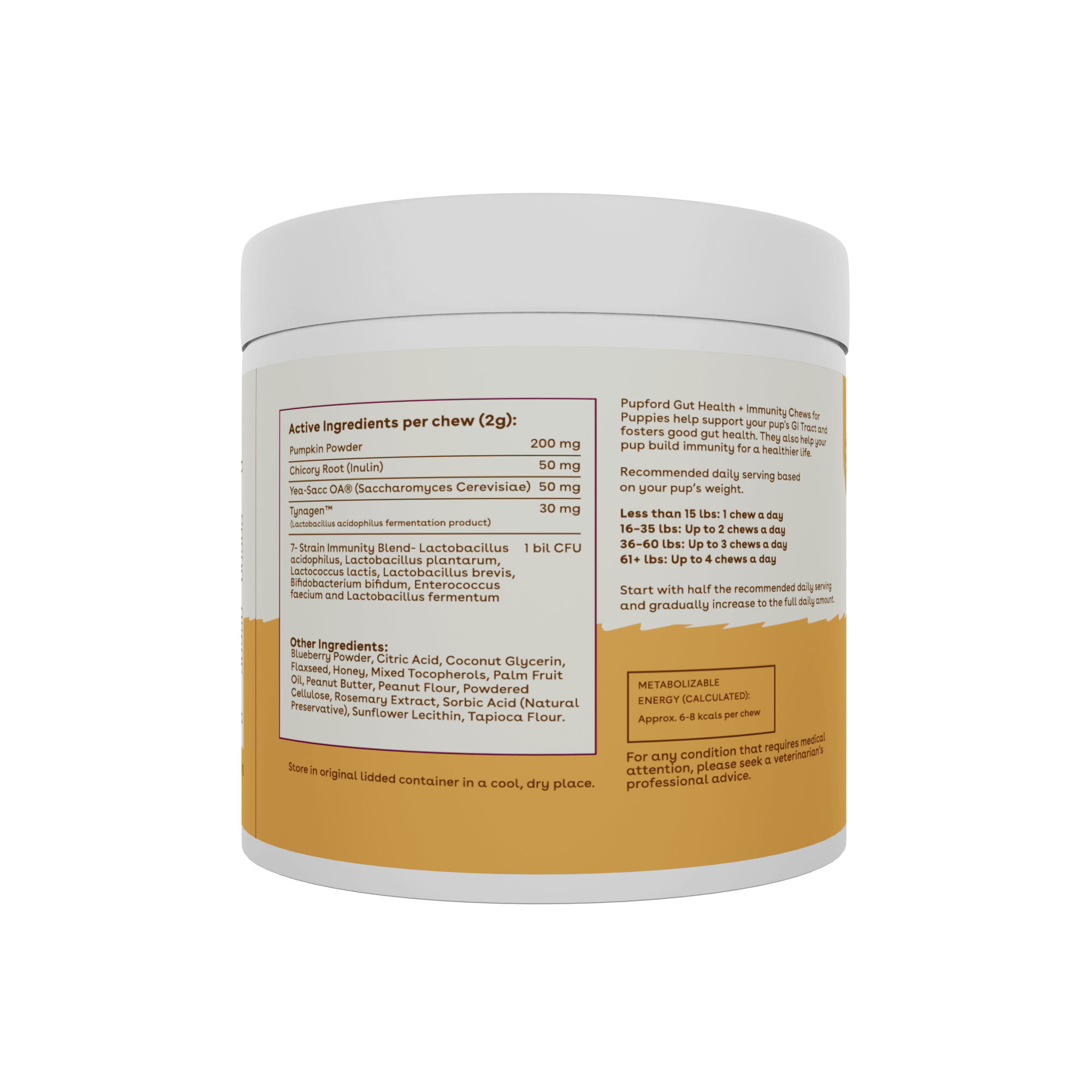 Gut Health Supplement for Puppies Nutritional Facts Image