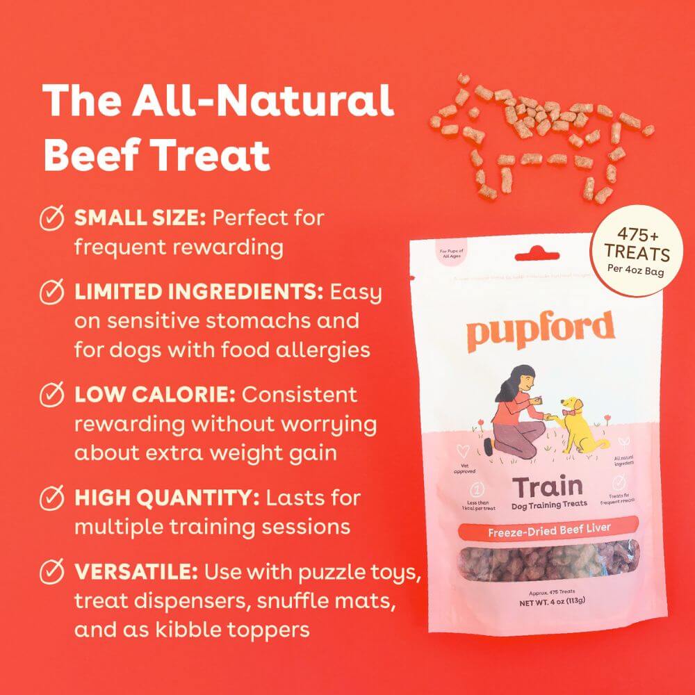 beef liver training treats description explaining you get 475+ treats per 4oz bag