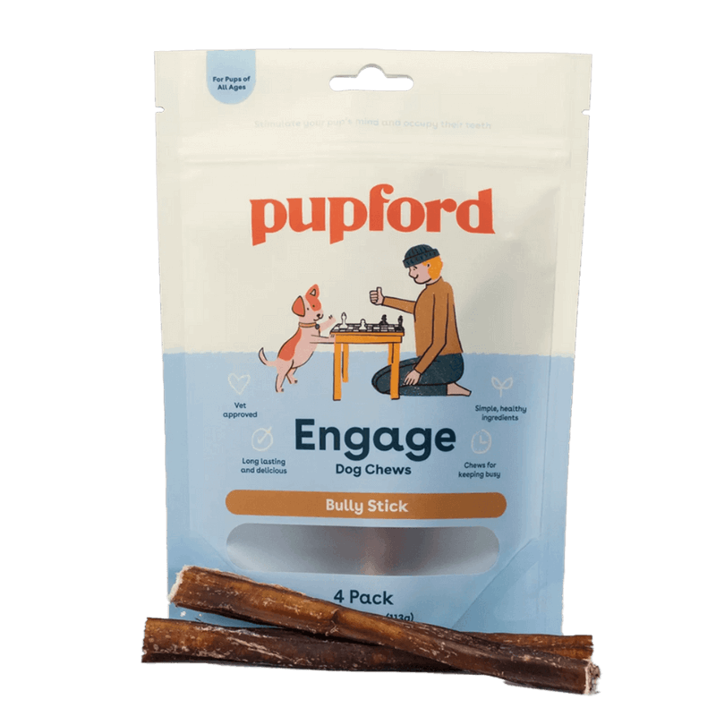 bully stick 4 pack of 6 inch long lasting chews | Pupford