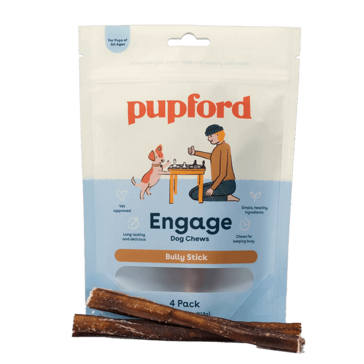 bully stick 4 pack of 6 inch long lasting chews | Pupford