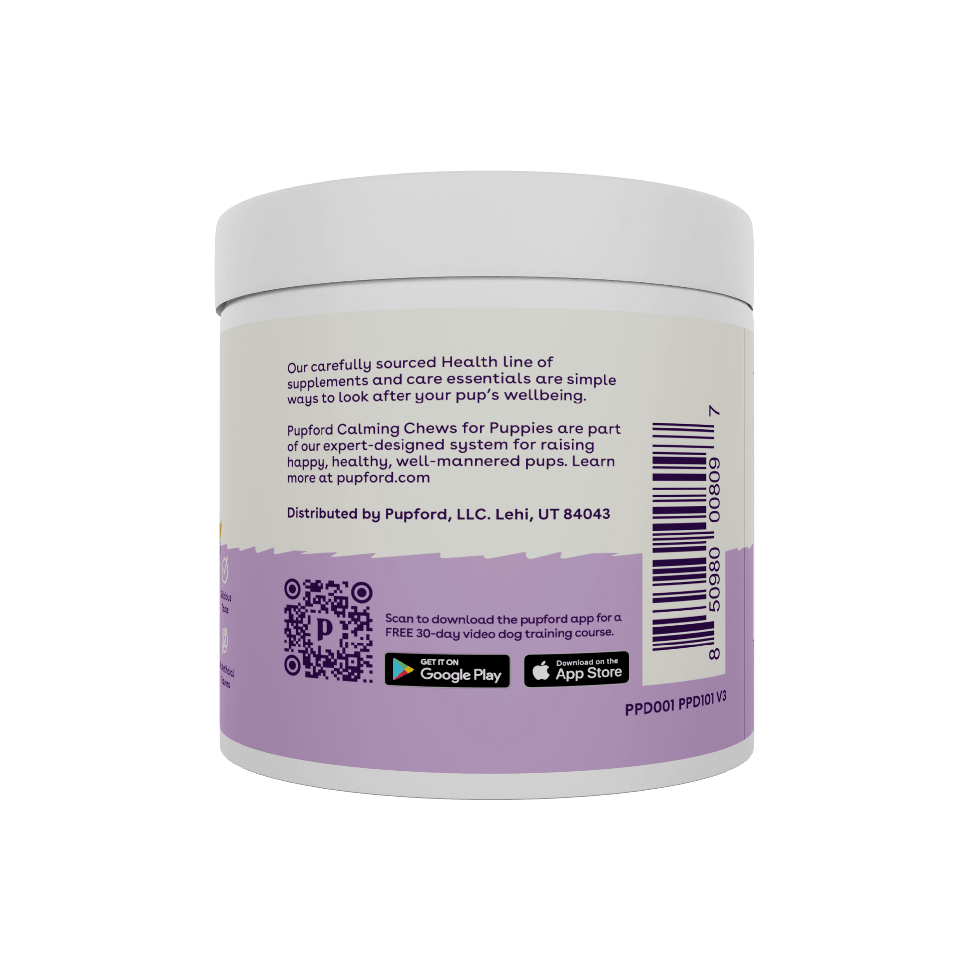 calming supplement for puppies tub back with description | Pupford