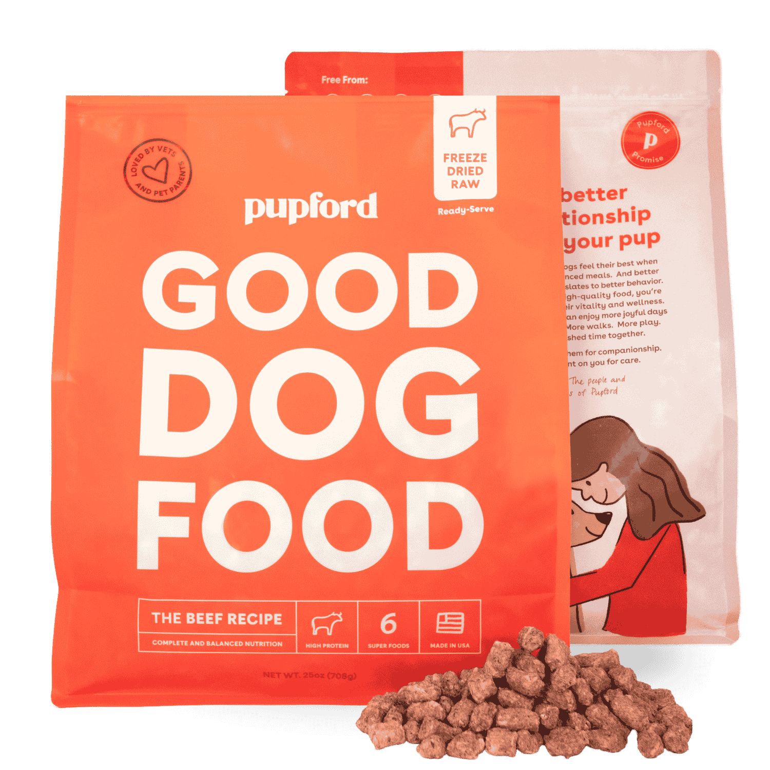 Premium Freeze-Dried Raw Dog Food High-Protein Beef Recipe Pupford