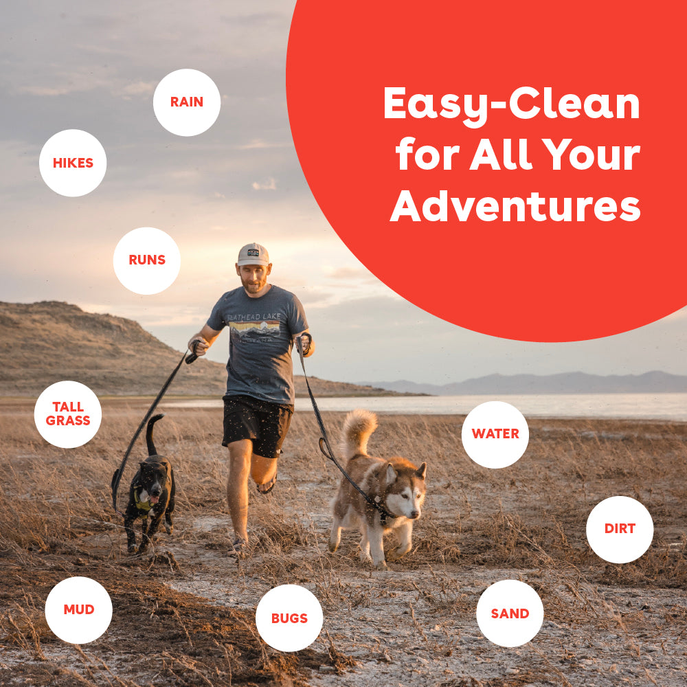 easy clean leash for adventures in rain, water, hiking, and more | Pupford