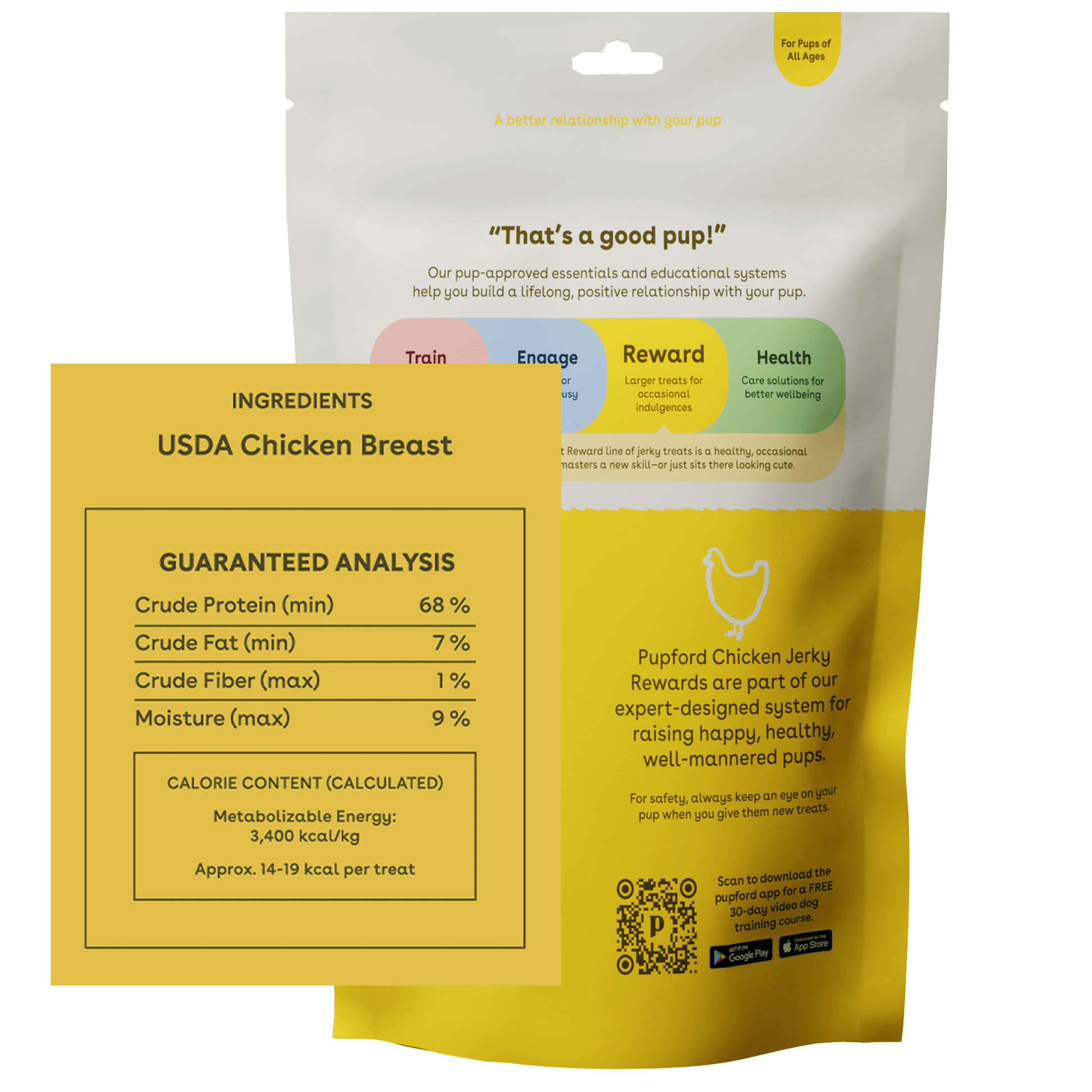 ingredients and calories for pupford chicken jerky treats | Pupford