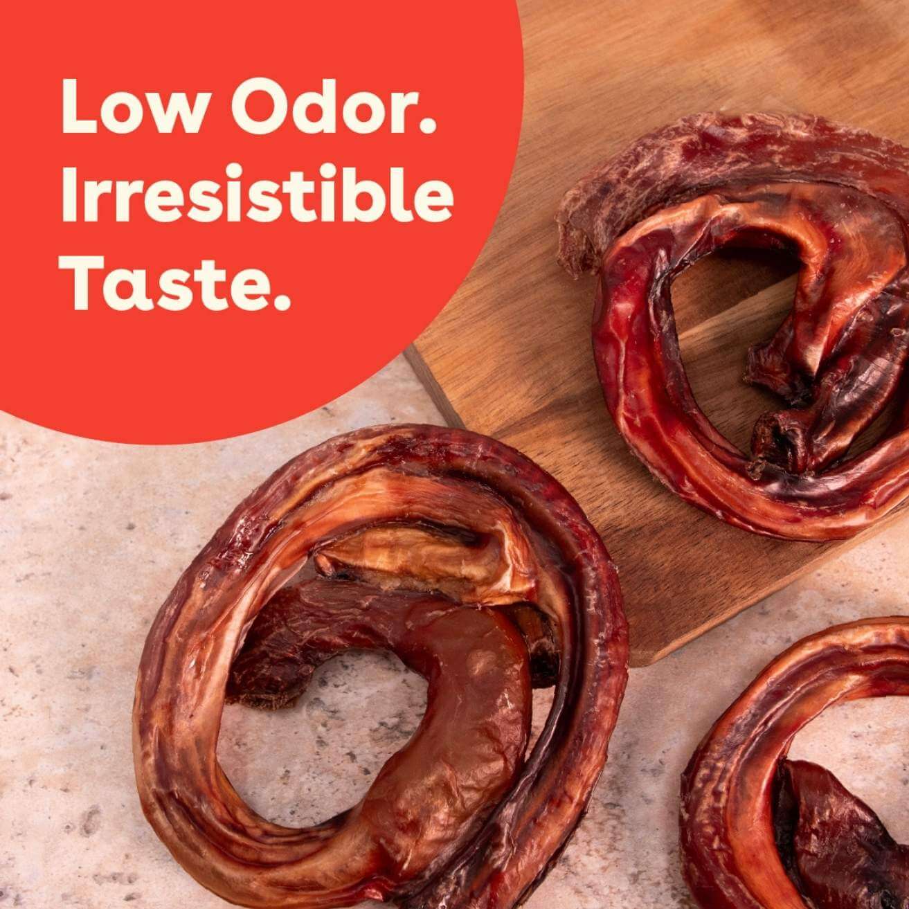 picture of three bully rings with the text low odor and irresistible taste | Pupford