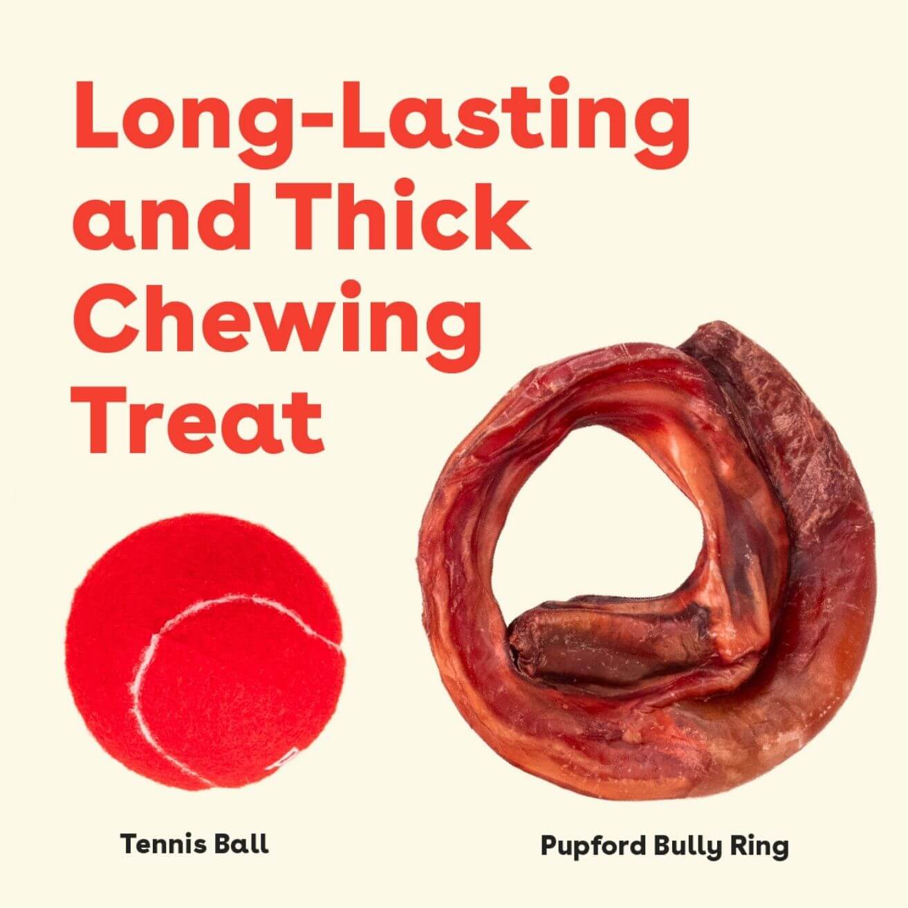 size comparison of a bully ring chew | Pupford