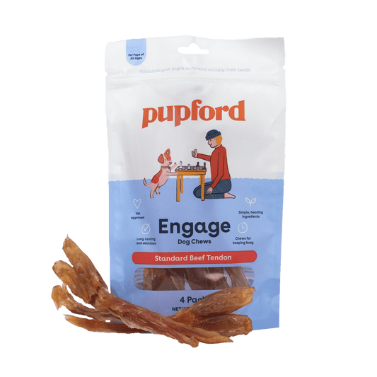 Standard Beef Tendons for dogs Bag Four Count Showing Product | Pupford