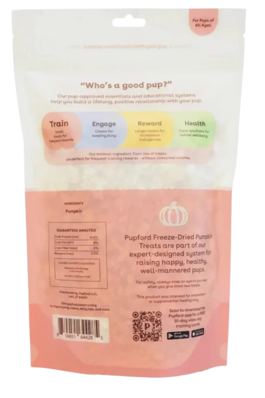 Freeze Dried Pumpkin Training Treats Nutritional Facts Image