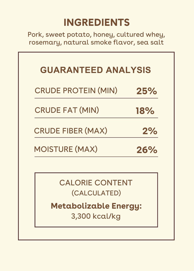 Soft & Chewy Pork Training Treats Nutritional facts image