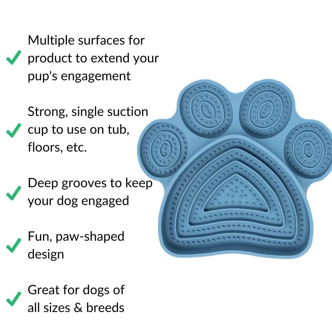 pure focus lick mat benefits including a strong suction cup and deep grooves | Pupford 