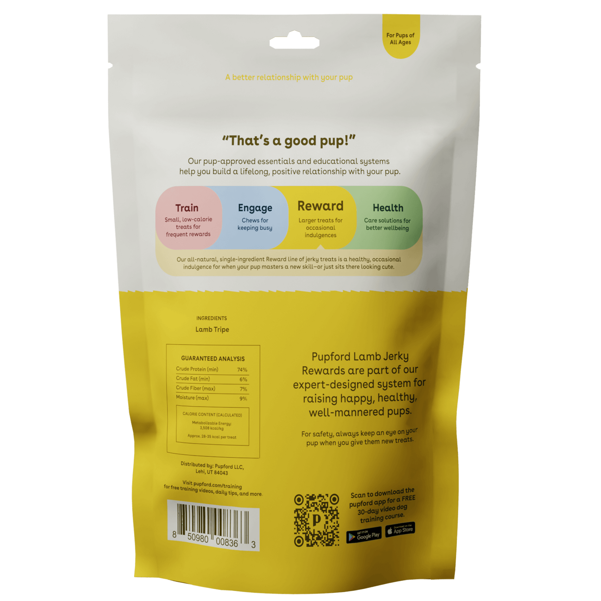 REWARD Lamb Jerky Bag Ingredients | Pupford