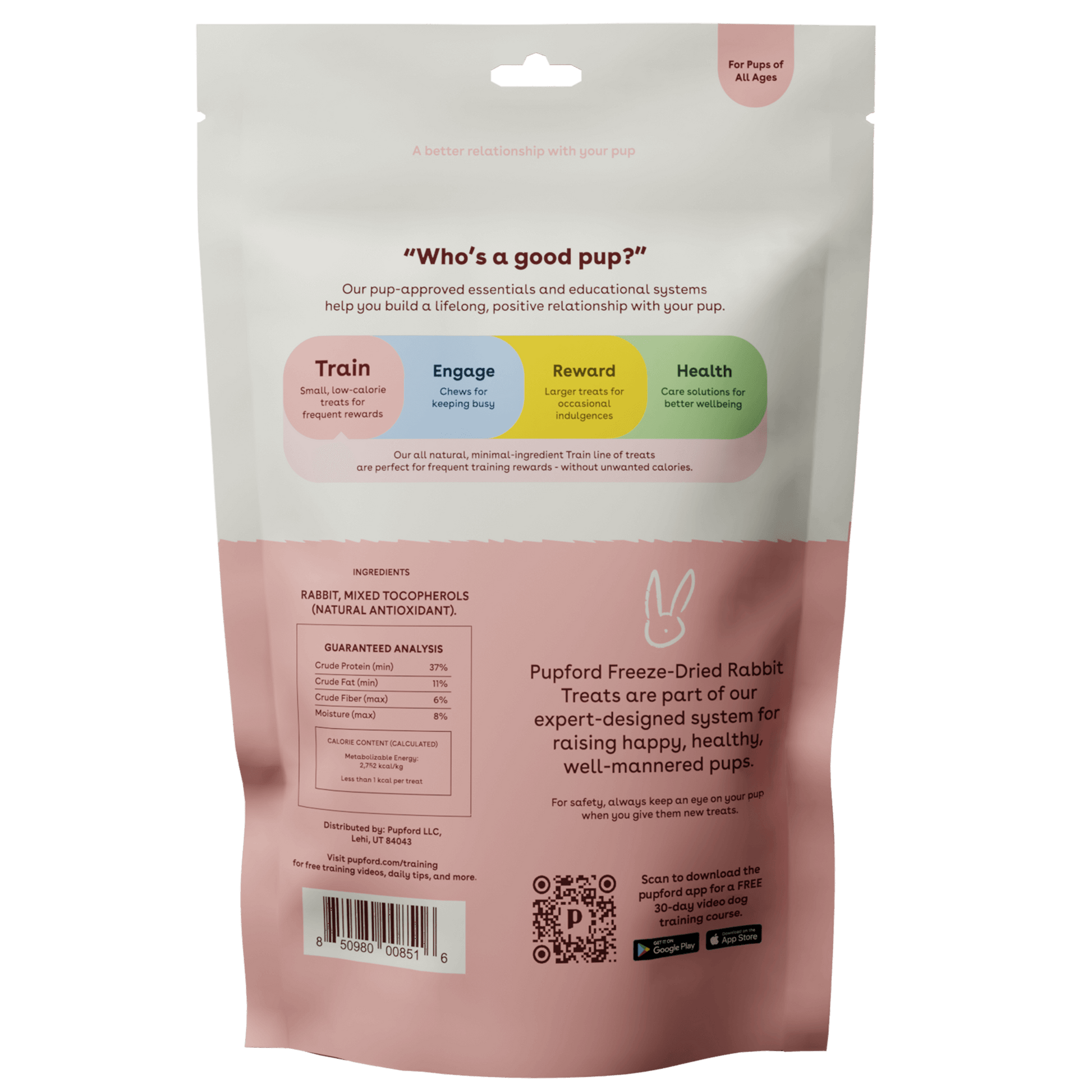 Freeze Dried Rabbit Training Treats Bag 2oz Ingredients | Pupford