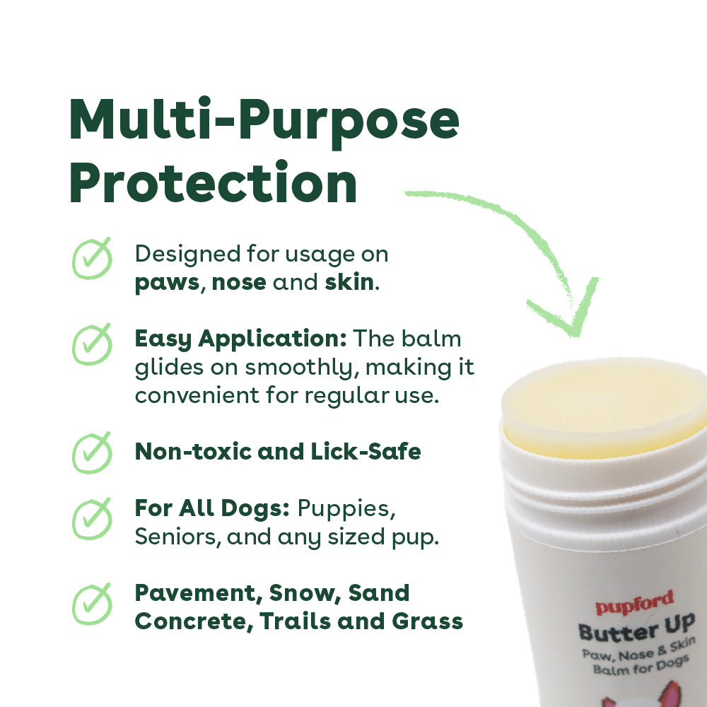 benefits of paw butter for dogs including easy application, non toxic, and protection from dangerous elements | Pupford