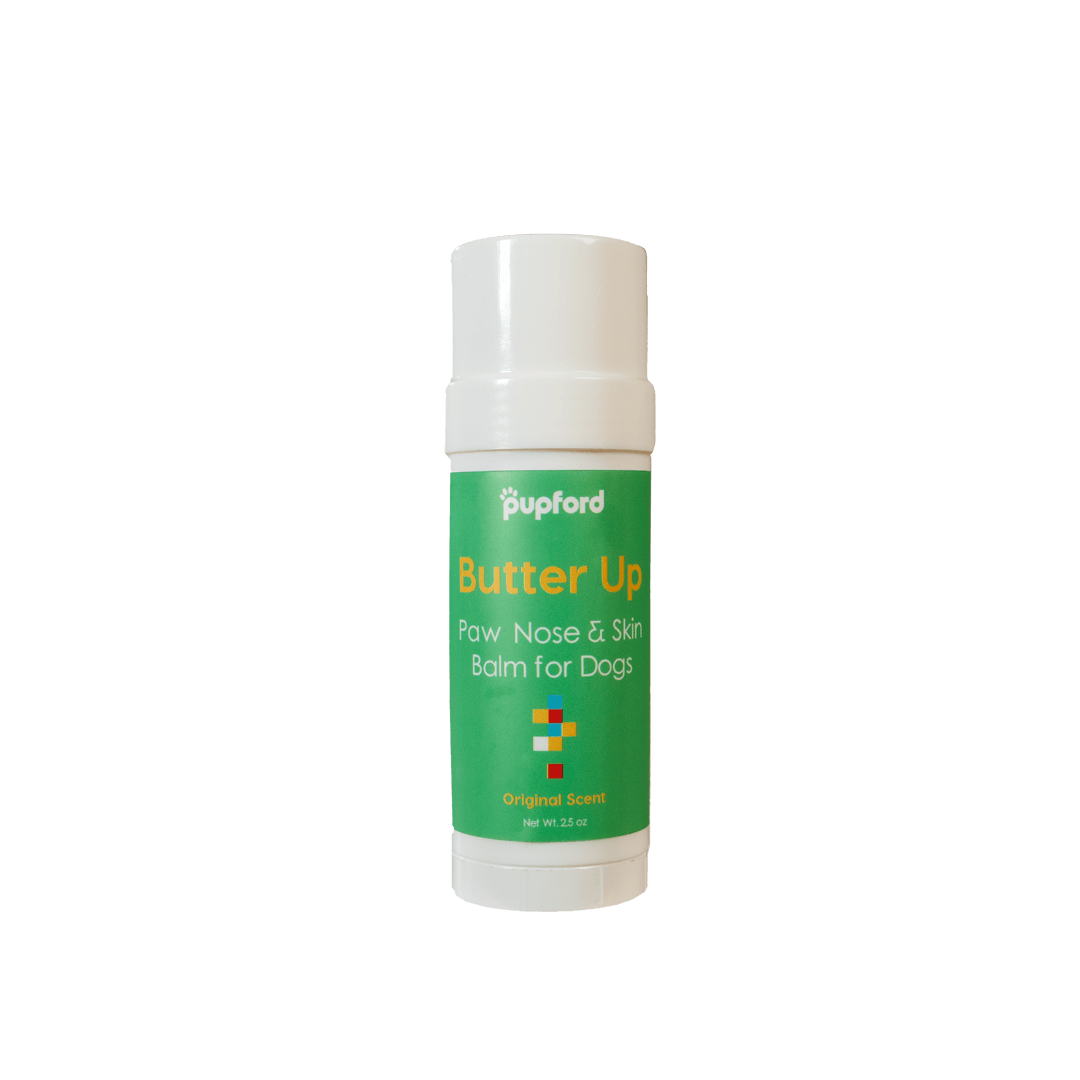 butter up paw nose and skin balm tube front of label | Pupford 
