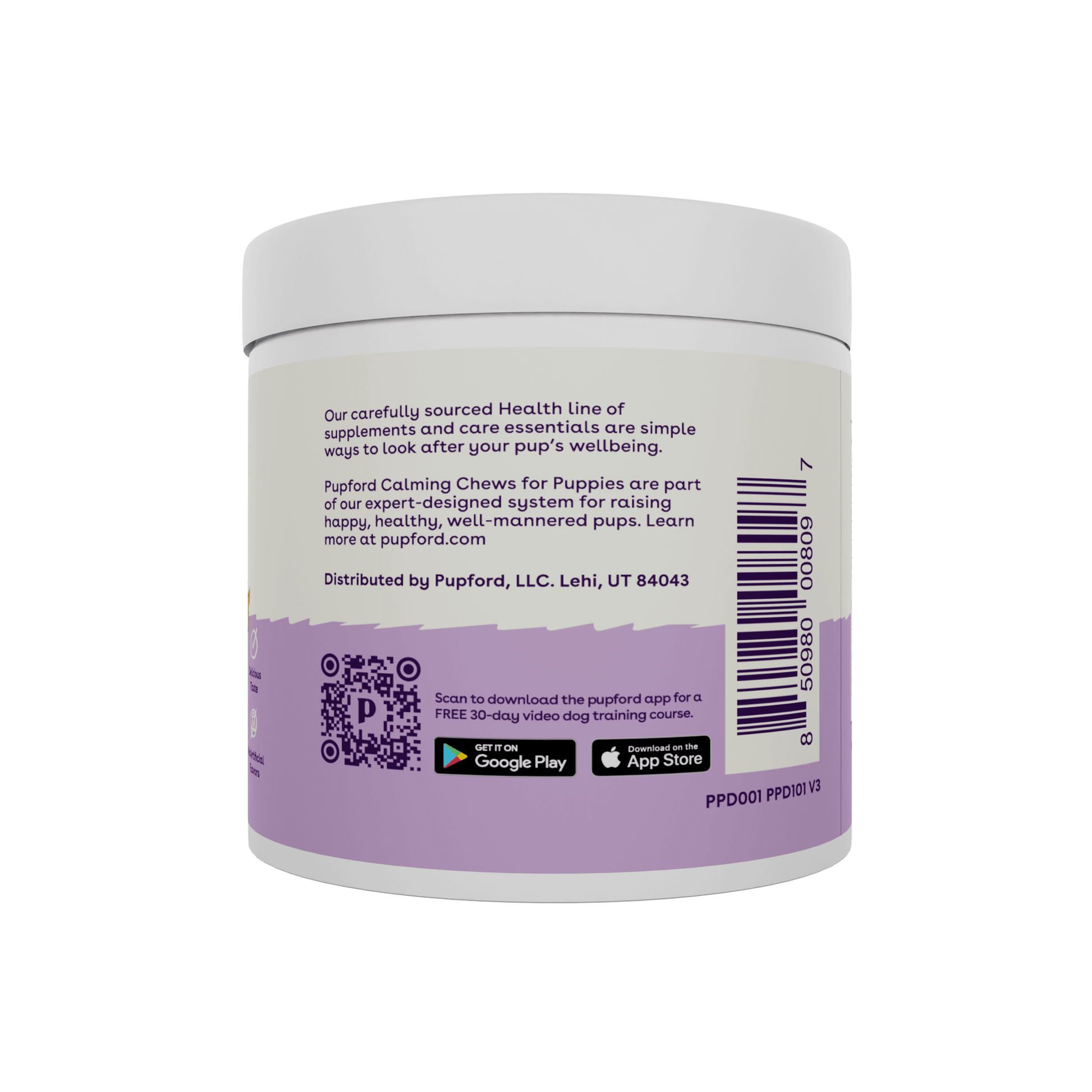 calming supplement for puppies tub back with description | Pupford