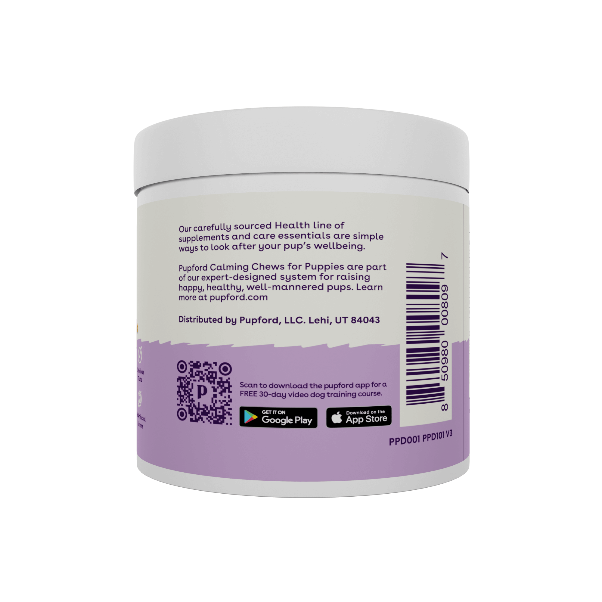 calming supplement for puppies tub back with description | Pupford