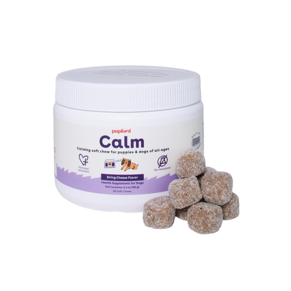 cheese flavored calming supplement for puppies and dogs | Pupford