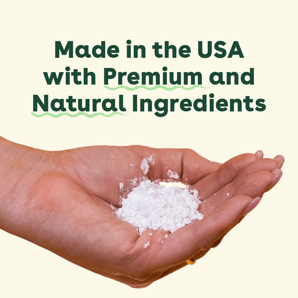dog dry shampoo powder in a hand with text that says made in the usa with premium and natural ingredients | Pupford