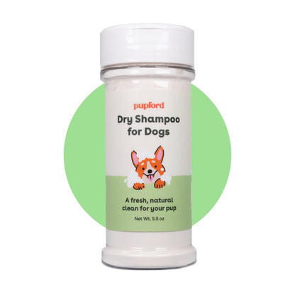 dry shampoo for dogs bottle on green circle background | Pupford