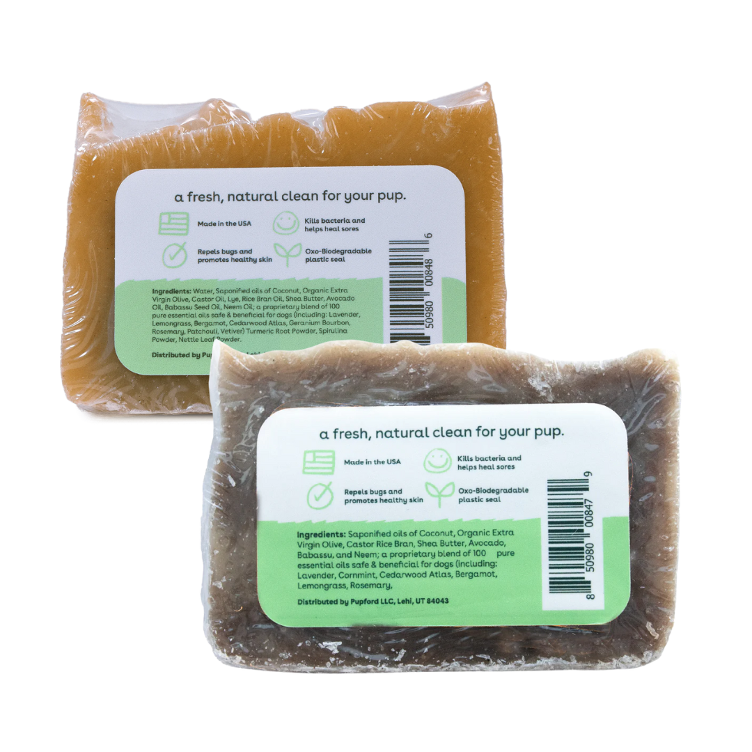 ingredient list for the sudsy shampoo bar double scent pack for bathing dogs | Pupford