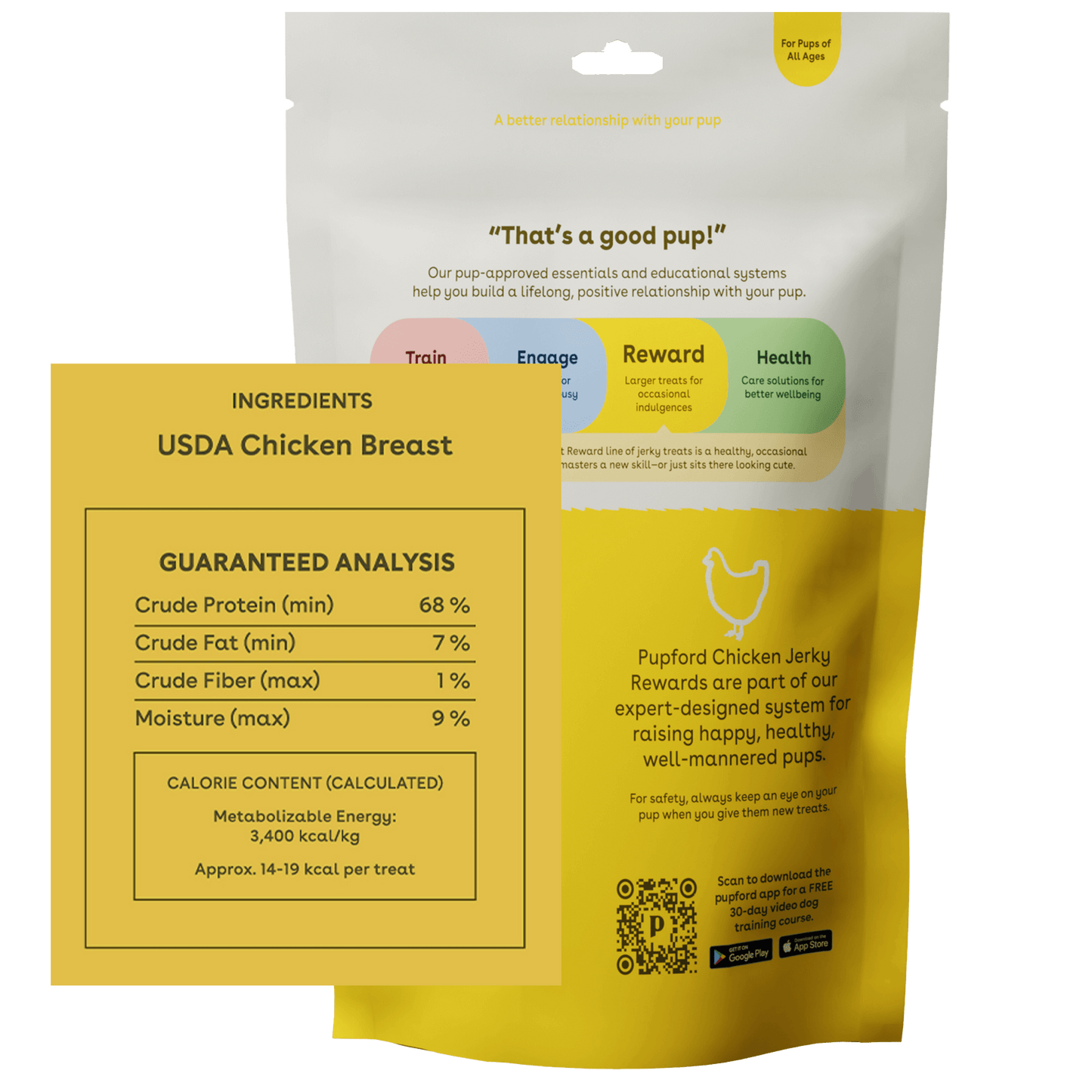 ingredients and calories for pupford chicken jerky treats | Pupford