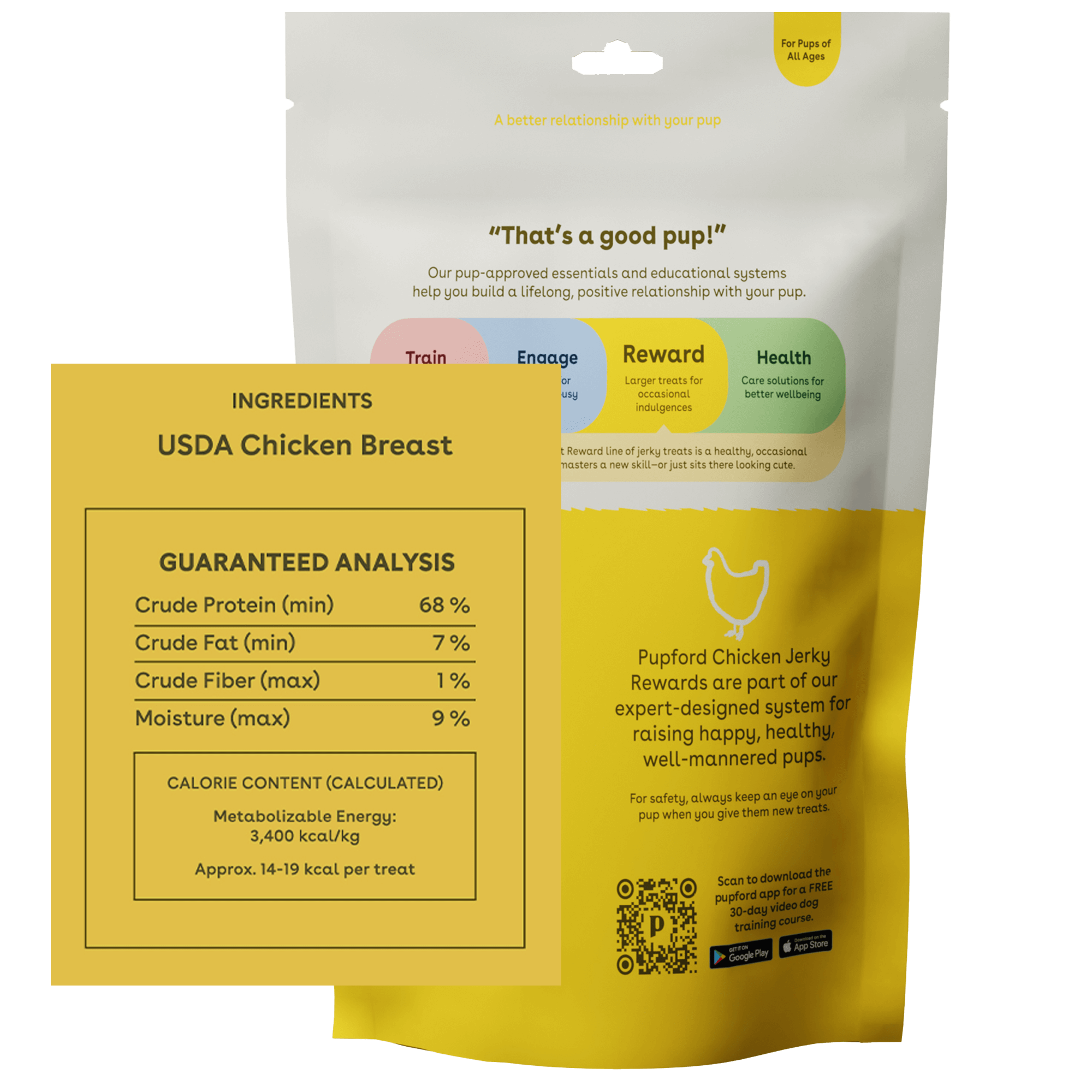 ingredients and calories for pupford chicken jerky treats | Pupford