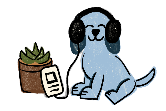 Dog with headphones