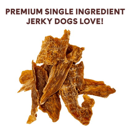 single ingredient jerky treat made with usda grade a chicken breast in a pile | Pupford