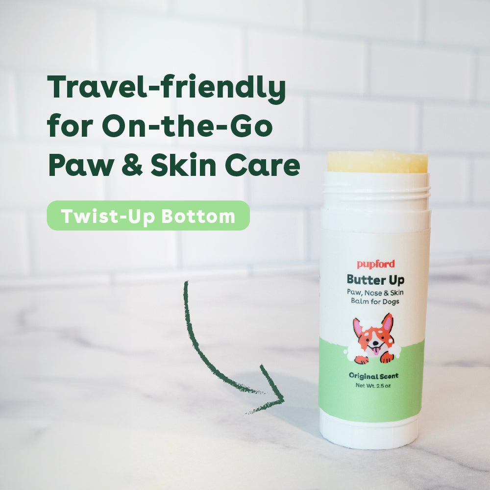 travel friendly paw butter with an easy to apply twist up bottom | Pupford